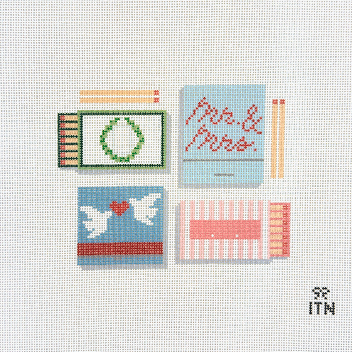 Ivy Thread Wedding Matchbox Needlepoint Canvas