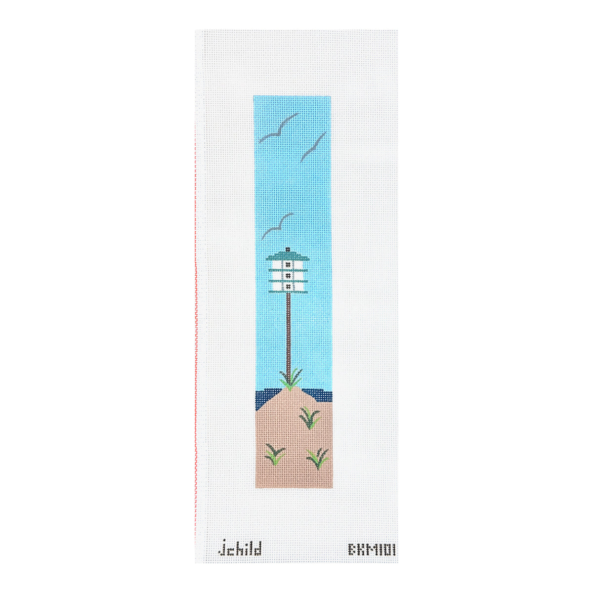 J. Child Designs Birdhouse on Sand Dune Bookmark Needlepoint Canvas