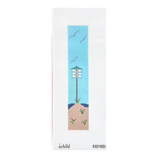 J. Child Designs Birdhouse on Sand Dune Bookmark Needlepoint Canvas