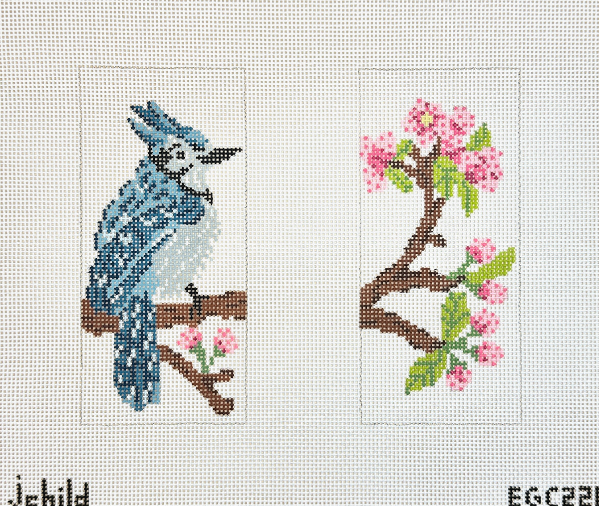 J. Child Designs Blue Jay Eyeglass Case Needlepoint Canvas