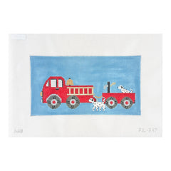 J. Child Designs Firetruck with Dalmatians Needlepoint Canvas