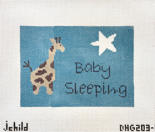 J. Child Designs Giraffe Baby Sleeping Needlepoint Canvas - Blue
