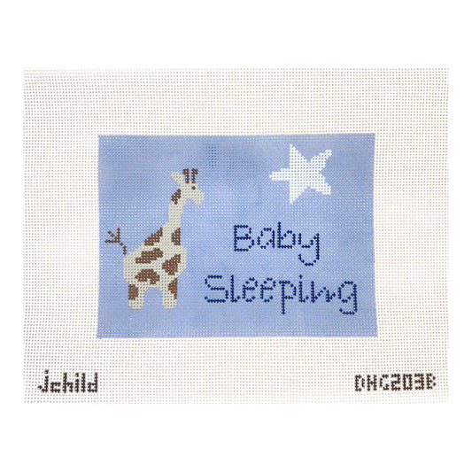 J. Child Designs Giraffe Baby Sleeping Needlepoint Canvas - Blue
