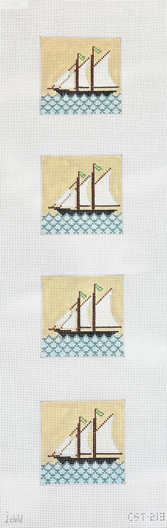 J. Child Designs Sailboats Coaster Needlepoint Canvas