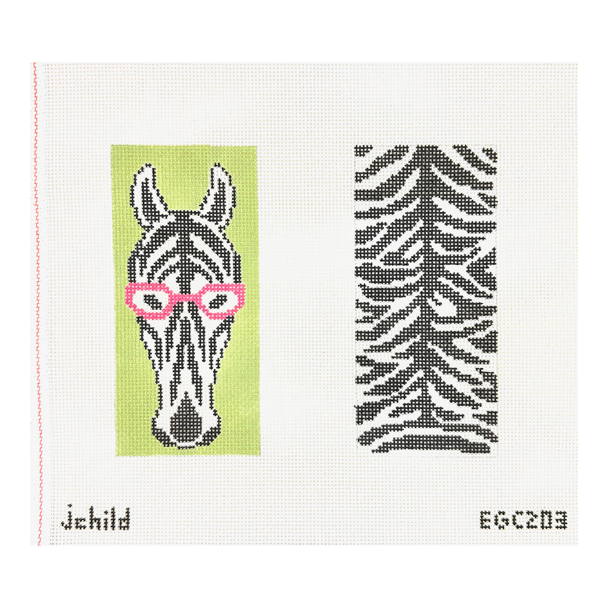 J. Child Zebra Eyeglass Case Needlepoint Canvas