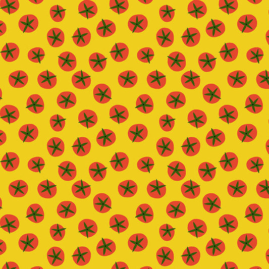 Jane Sassaman Vegetable Patch Tomato Cotton Fabric - Yellow