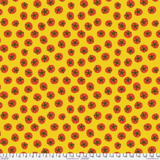 Jane Sassaman Vegetable Patch Tomato Cotton Fabric - Yellow