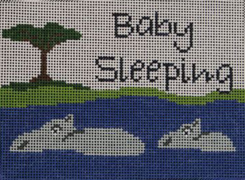 J. Child Hippos Baby Sleeping Sign Needlepoint Canvas