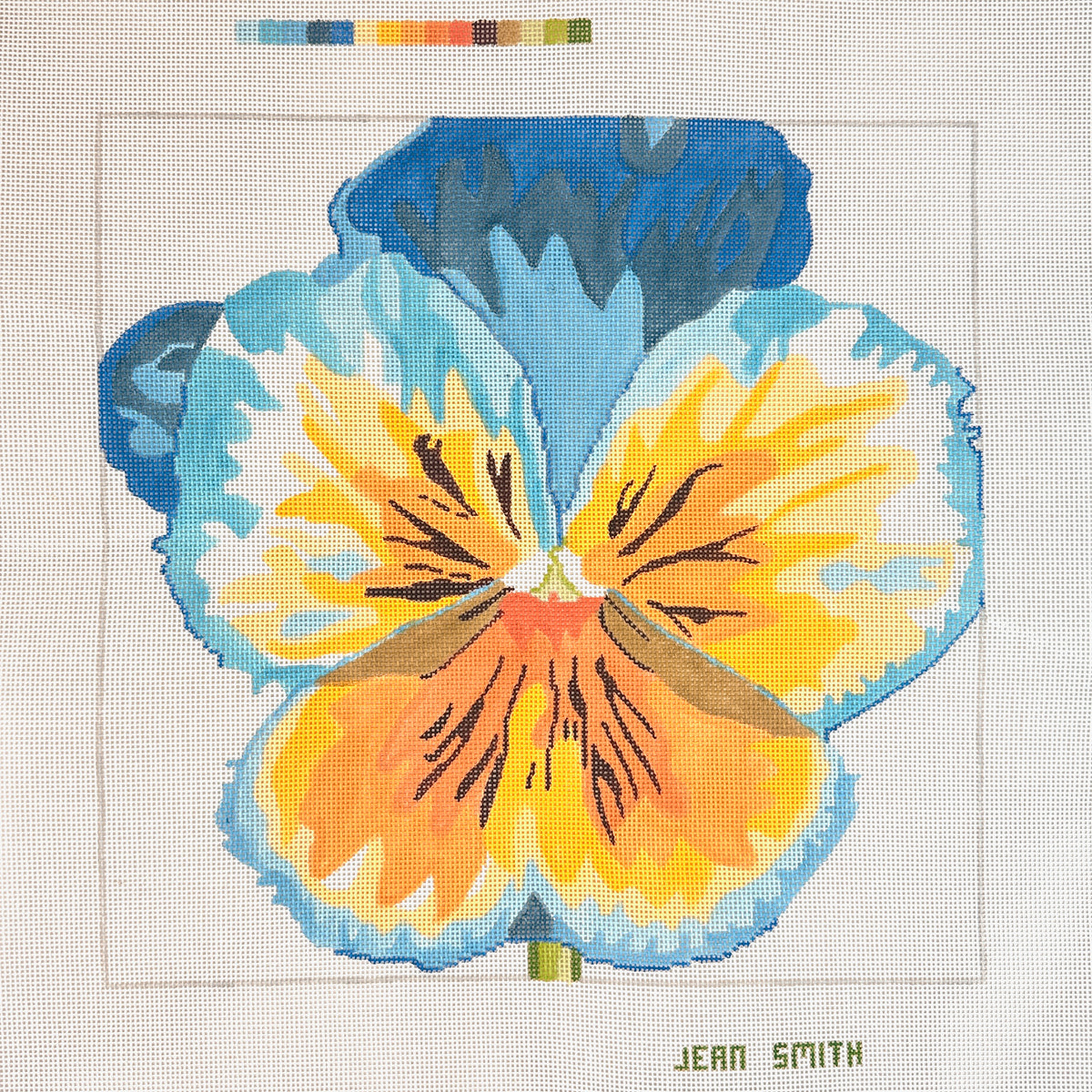 Jean Smith Designs Large Blue Pansy Needlepoint Canvas