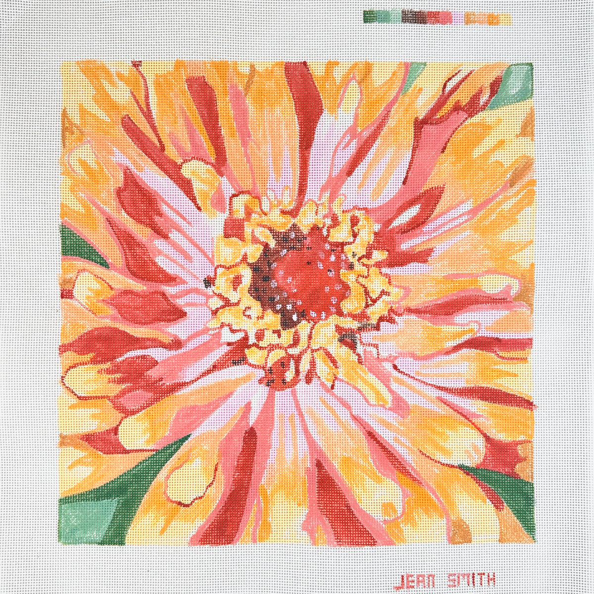 Jean Smith Designs Large Zinnia Needlepoint Canvas