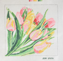 Jean Smith Designs Pink and Yellow Tulips Needlepoint Canvas