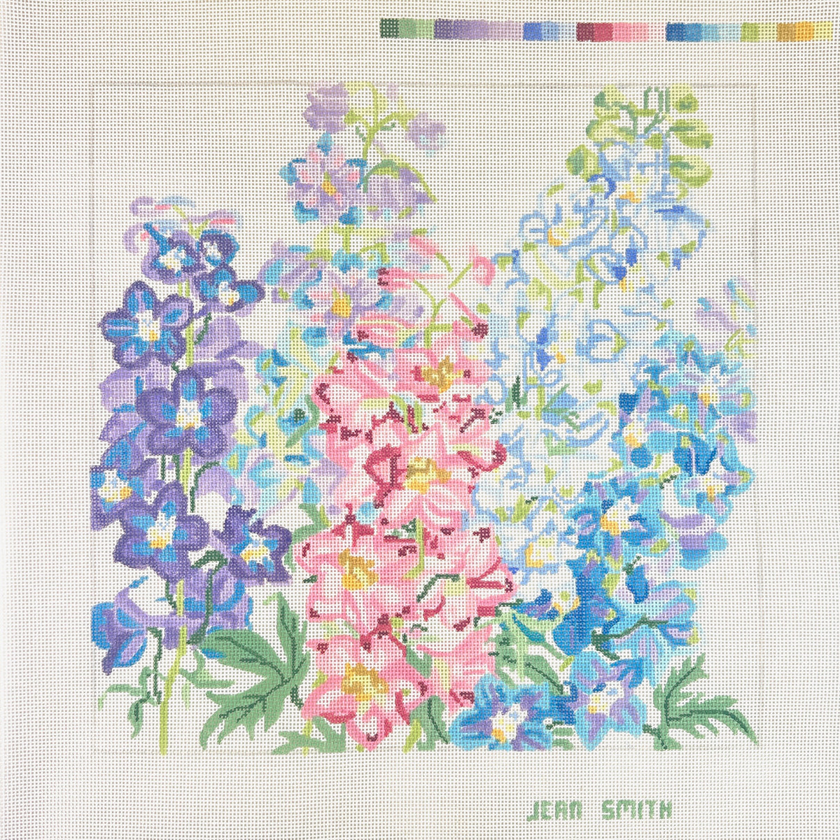 Jean Smith Designs Summer Delphiniums Needlepoint Canvas