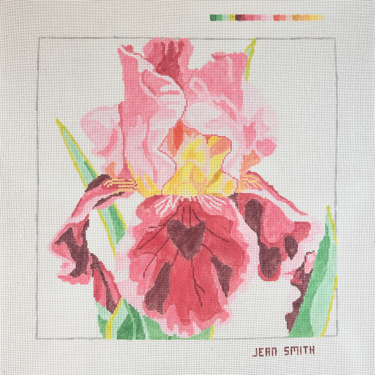 Jean Smith Designs Wine and Roses Iris Needlepoint Canvas