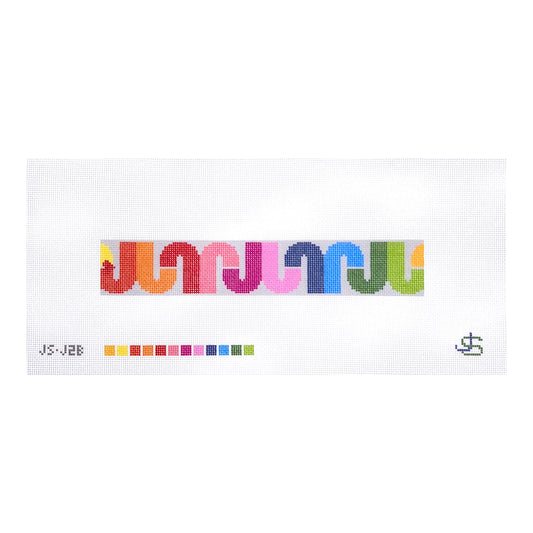 Jeni Sandberg Needlepoint J Letter Rainbow Key Fob Needlepoint Canvas