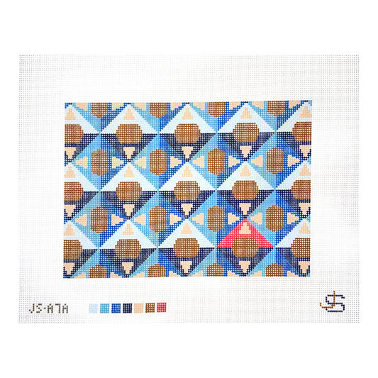 Jeni Sandberg Needlepoint A Letter Clutch Needlepoint Canvas - Blue Pyramid