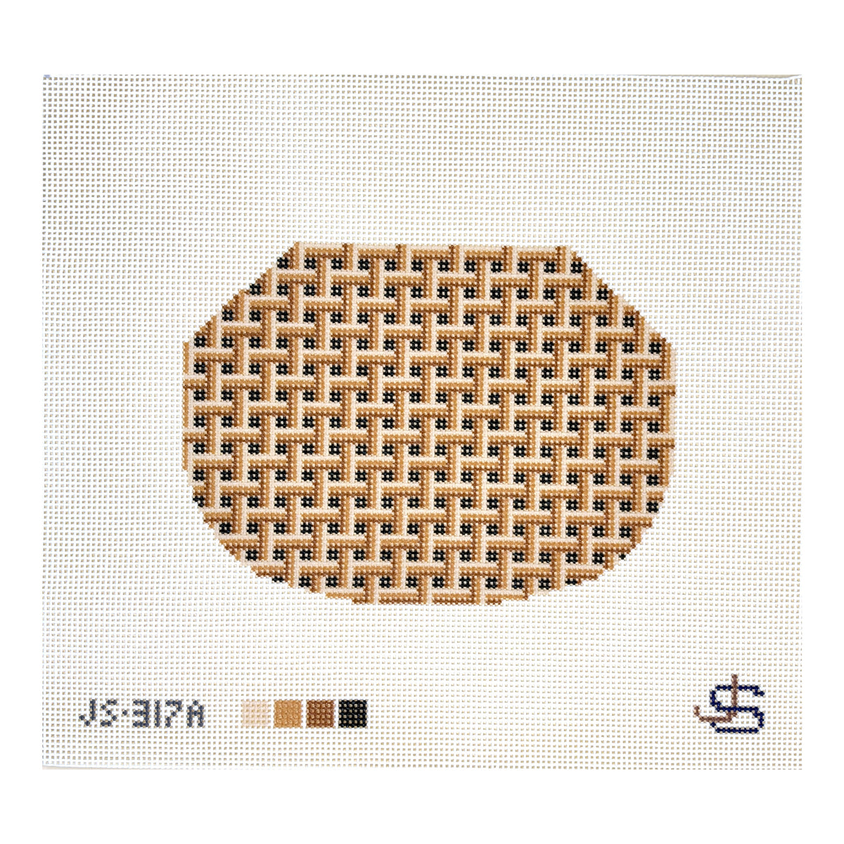 Jeni Sandberg Needlepoint Basketweave Kiss Lock Bag Needlepoint Canvas