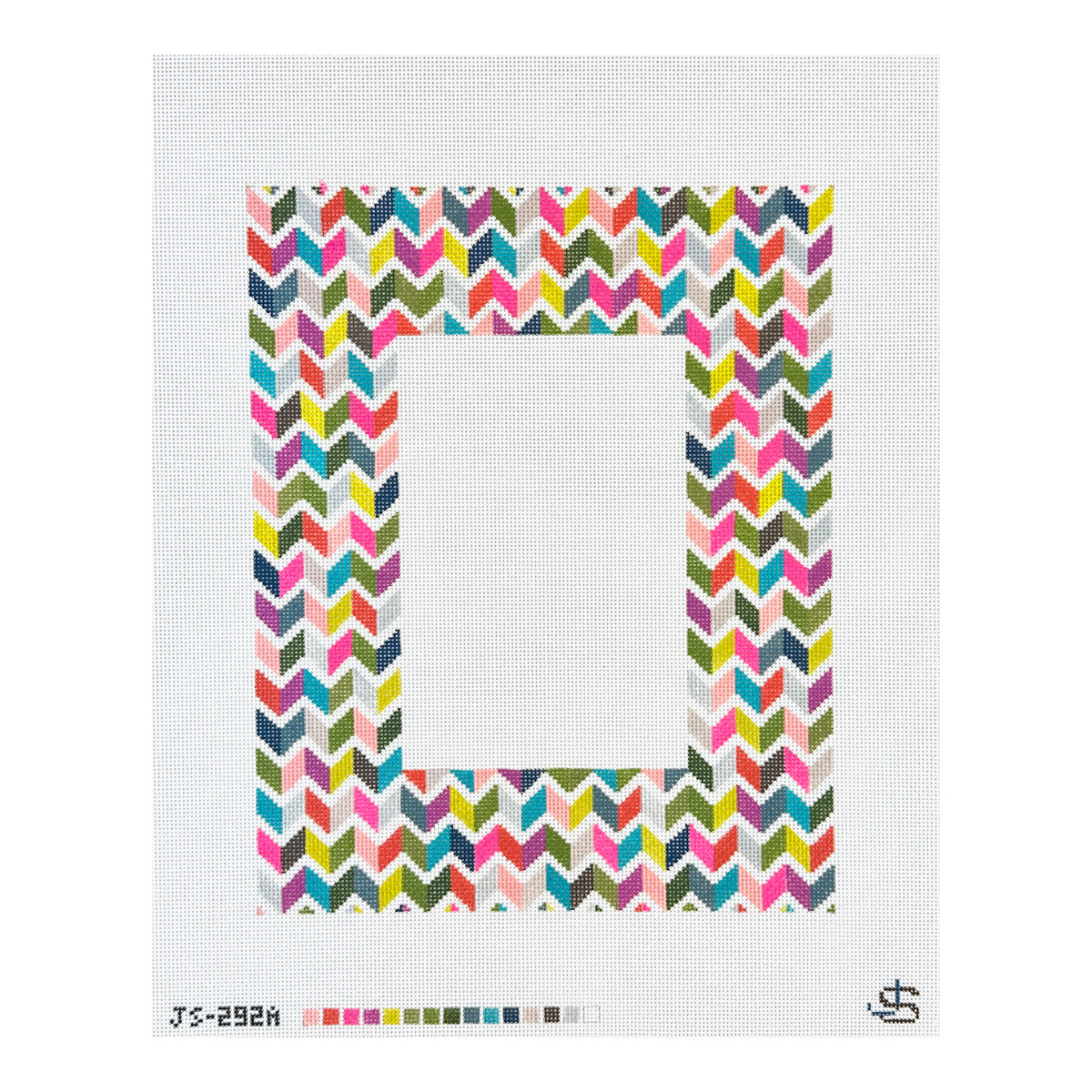 Jeni Sandberg Needlepoint Chevron Stripe Picture Frame Needlepoint Canvas