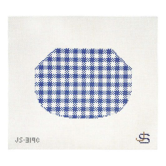 Jeni Sandberg Needlepoint Gingham Kiss Lock Bag Needlepoint Canvas - Blue
