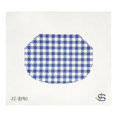 Jeni Sandberg Needlepoint Gingham Kiss Lock Bag Needlepoint Canvas - Blue