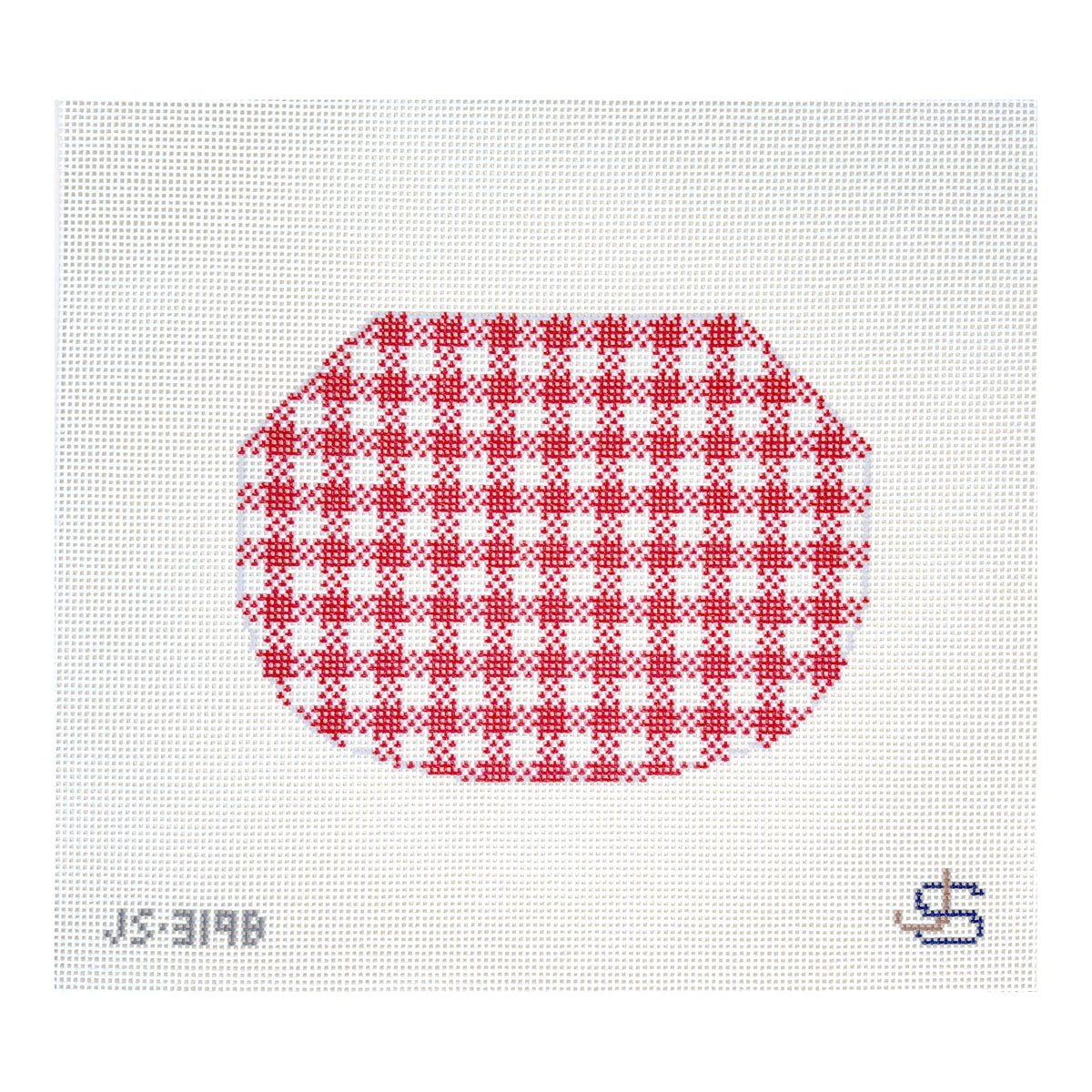 Jeni Sandberg Needlepoint Gingham Kiss Lock Bag Needlepoint Canvas - Red