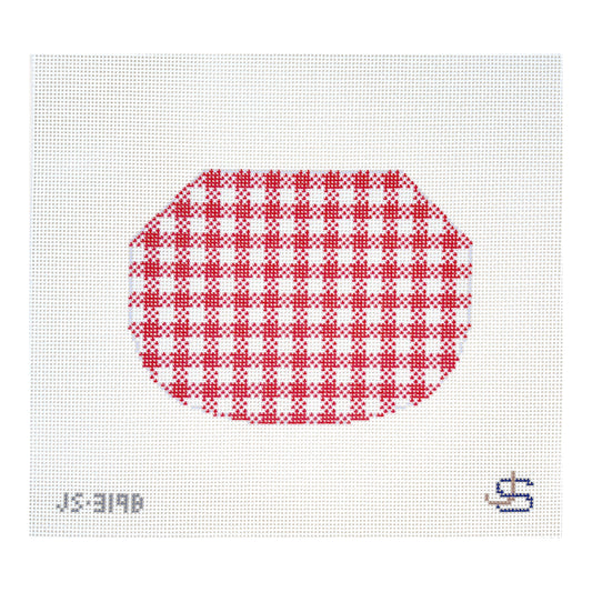 Jeni Sandberg Needlepoint Gingham Kiss Lock Bag Needlepoint Canvas - Red
