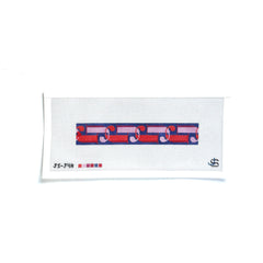 Jeni Sandberg Needlepoint J Letter Purple and Coral Key Fob Needlepoint Canvas