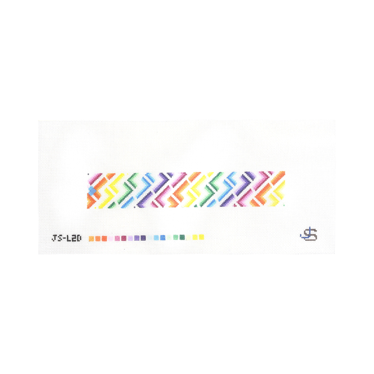Jeni Sandberg Needlepoint L Letter Key Fob Needlepoint Canvas - Rainbow