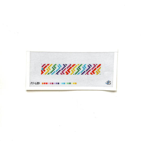 Jeni Sandberg Needlepoint L Letter Key Fob Needlepoint Canvas - Rainbow