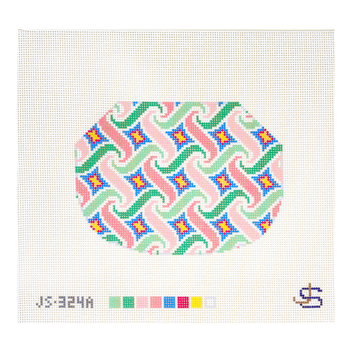Jeni Sandberg Needlepoint Swirl Kiss Lock Bag Needlepoint Canvas - Pastels