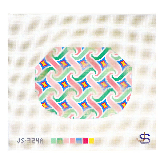 Jeni Sandberg Needlepoint Swirl Kiss Lock Bag Needlepoint Canvas - Pastels