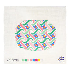 Jeni Sandberg Needlepoint Swirl Kiss Lock Bag Needlepoint Canvas - Pastels