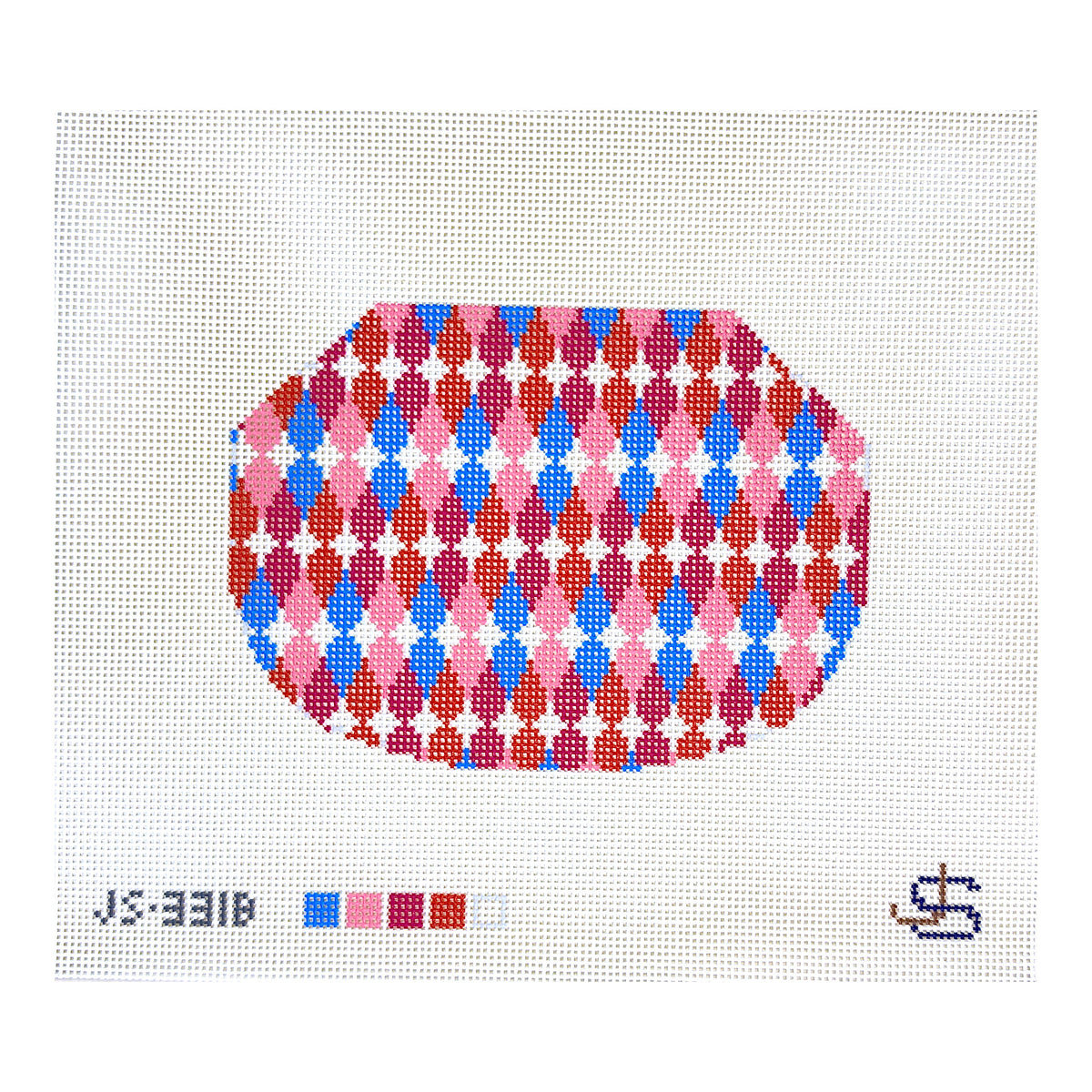 Jeni Sandberg Needlepoint  Teardrop Kiss Lock Bag Needlepoint Canvas - Bright