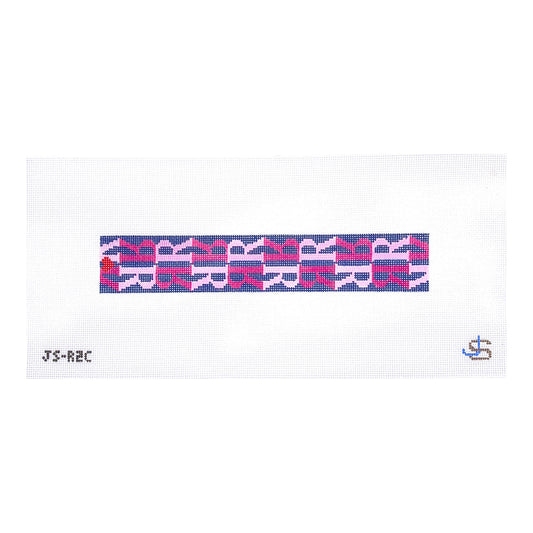 Jeni Sandberg Needlepoint R Letter Pink and Blue Key Fob Needlepoint Canvas