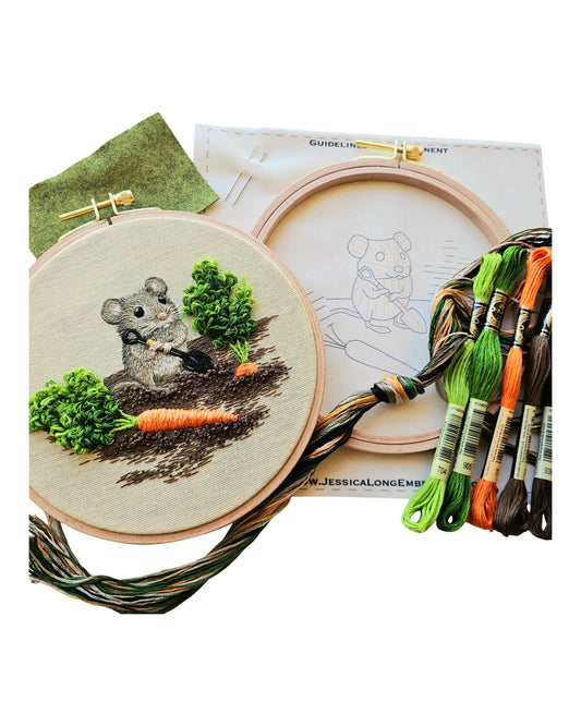 Jessica Long Embroidery Garden Mouse Embroidery Kit