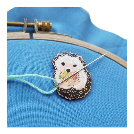 Jessica Long Embroidery Hedgehog Enamel Needle Minder