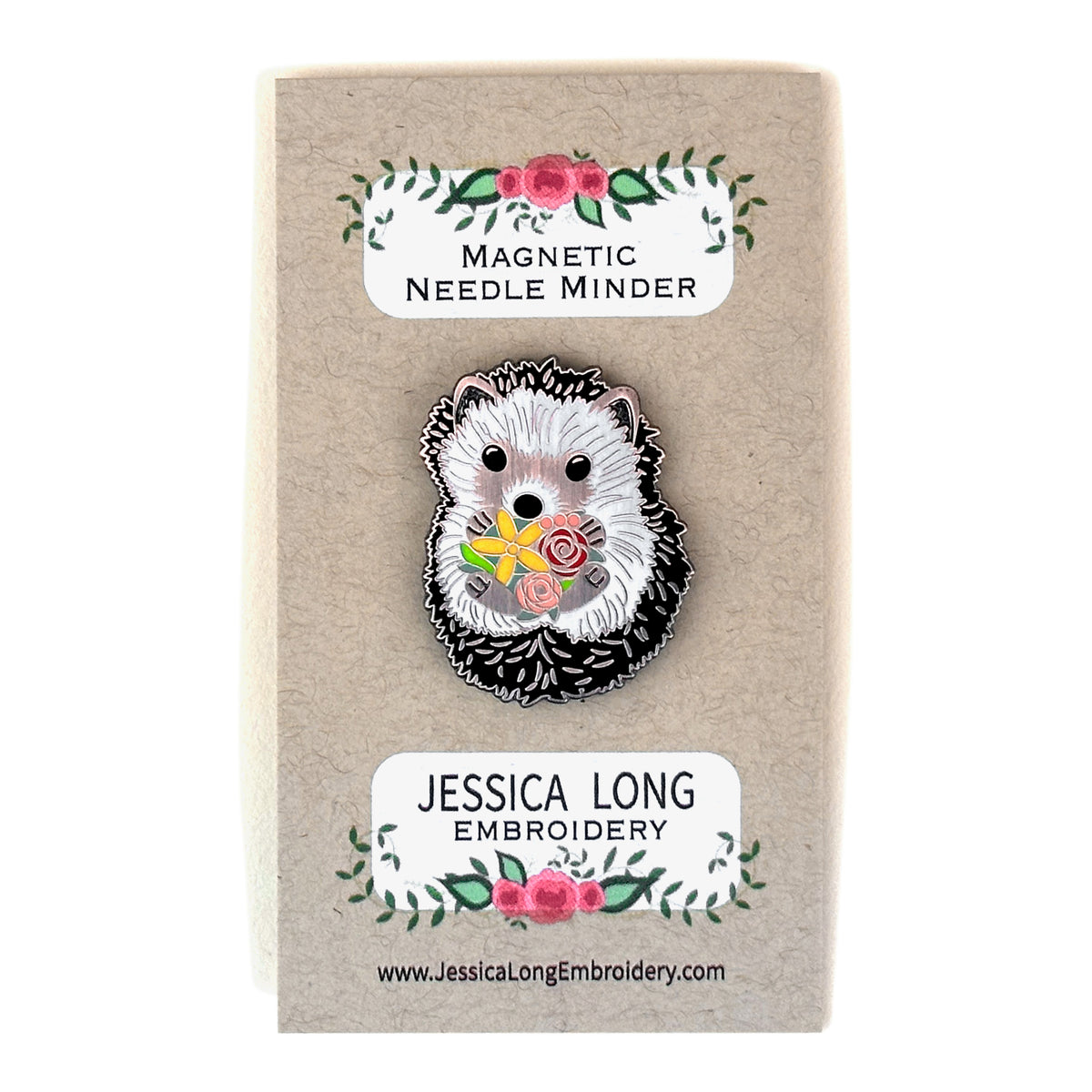 Jessica Long Embroidery Hedgehog Enamel Needle Minder