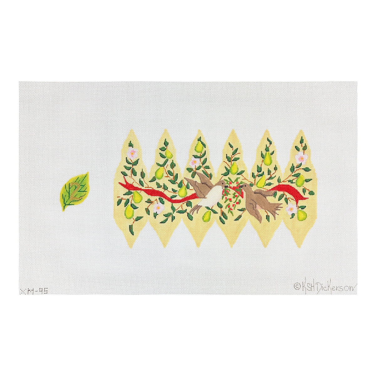 Kate Dickerson Needlepoint Collections Twelve Days Pear #2 Turtle Doves Needlepoint Canvas