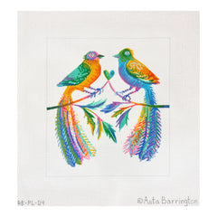 Kate Dickerson Needlepoint Collections Asta Barrington Colorful Love Birds Needlepoint Canvas