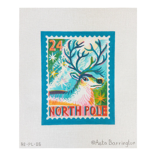 Kate Dickerson Needlepoint Collections Asta Barrington North Pole Reindeer Stamp Needlepoint Canvas