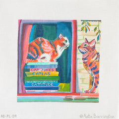Kate Dickerson Needlepoint Collections Asta Barrington Tabby Cat Book Club Needlepoint Canvas