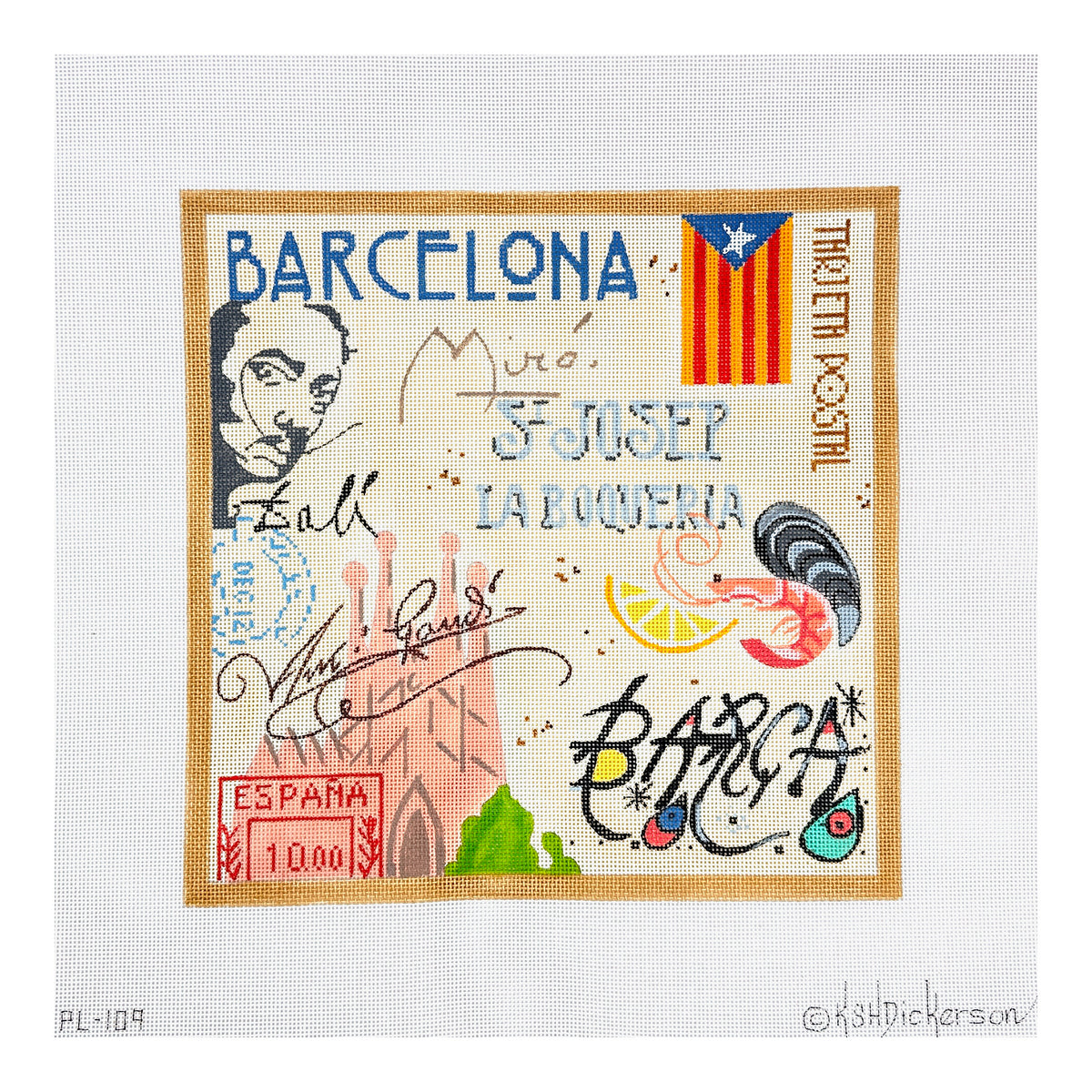 Kate Dickerson Needlepoint Collections Barcelona Collage Needlepoint Canvas