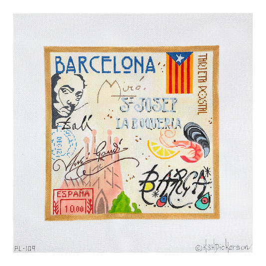Kate Dickerson Needlepoint Collections Barcelona Collage Needlepoint Canvas