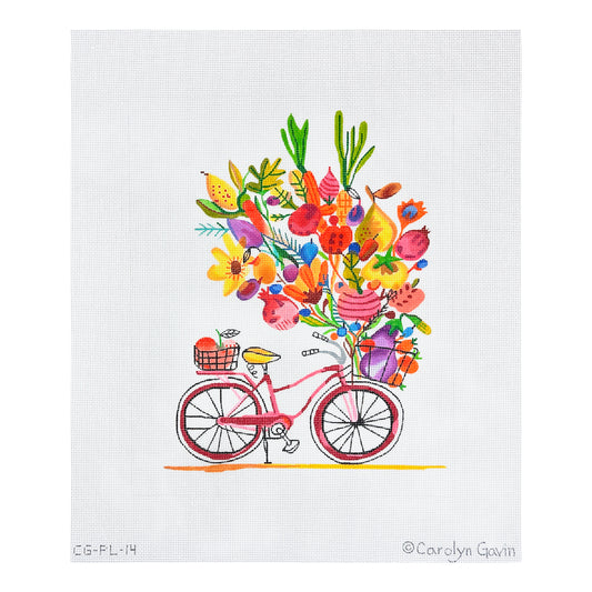 Kate Dickerson Needlepoint Collections Carolyn Gavin Market Basket Bicycle Needlepoint Canvas