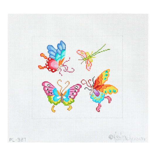 Kate Dickerson Needlepoint Collections Chinese Butterflies & Dragonfly Needlepoint Canvas