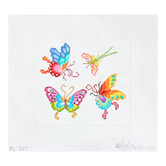 Kate Dickerson Needlepoint Collections Chinese Butterflies & Dragonfly Needlepoint Canvas