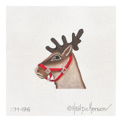 Kate Dickerson Needlepoint Collections Christmas Ornament Reindeer Tans & Brown Needlepoint Canvas