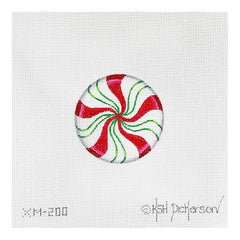 Kate Dickerson Needlepoint Collections Christmas Ornament Sparkly Red and Green Peppermint Needlepoint Canvas