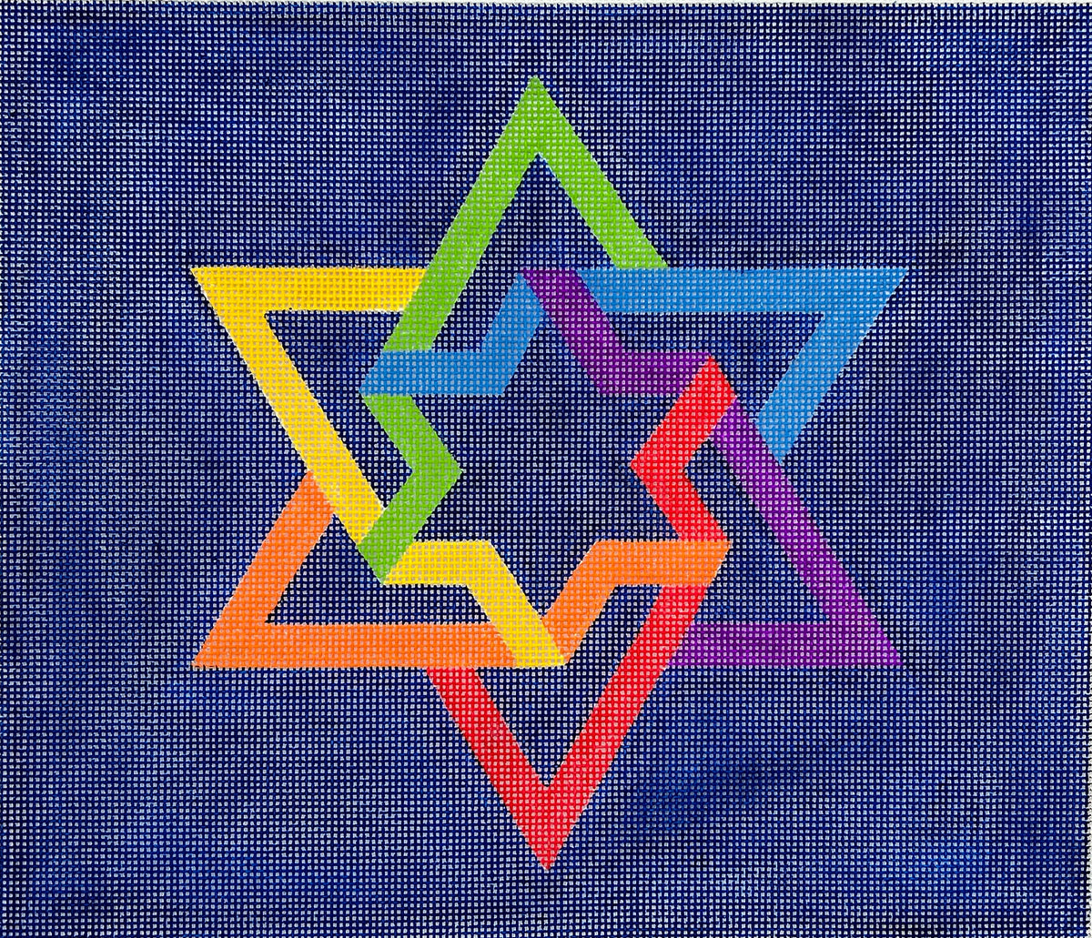 Kate Dickerson Needlepoint Collections Tallis Bag Double Interlocking Star of David Needlepoint Canvas