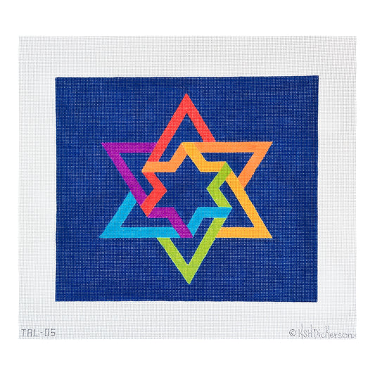 Kate Dickerson Needlepoint Collections Tallis Bag Double Interlocking Star of David Needlepoint Canvas