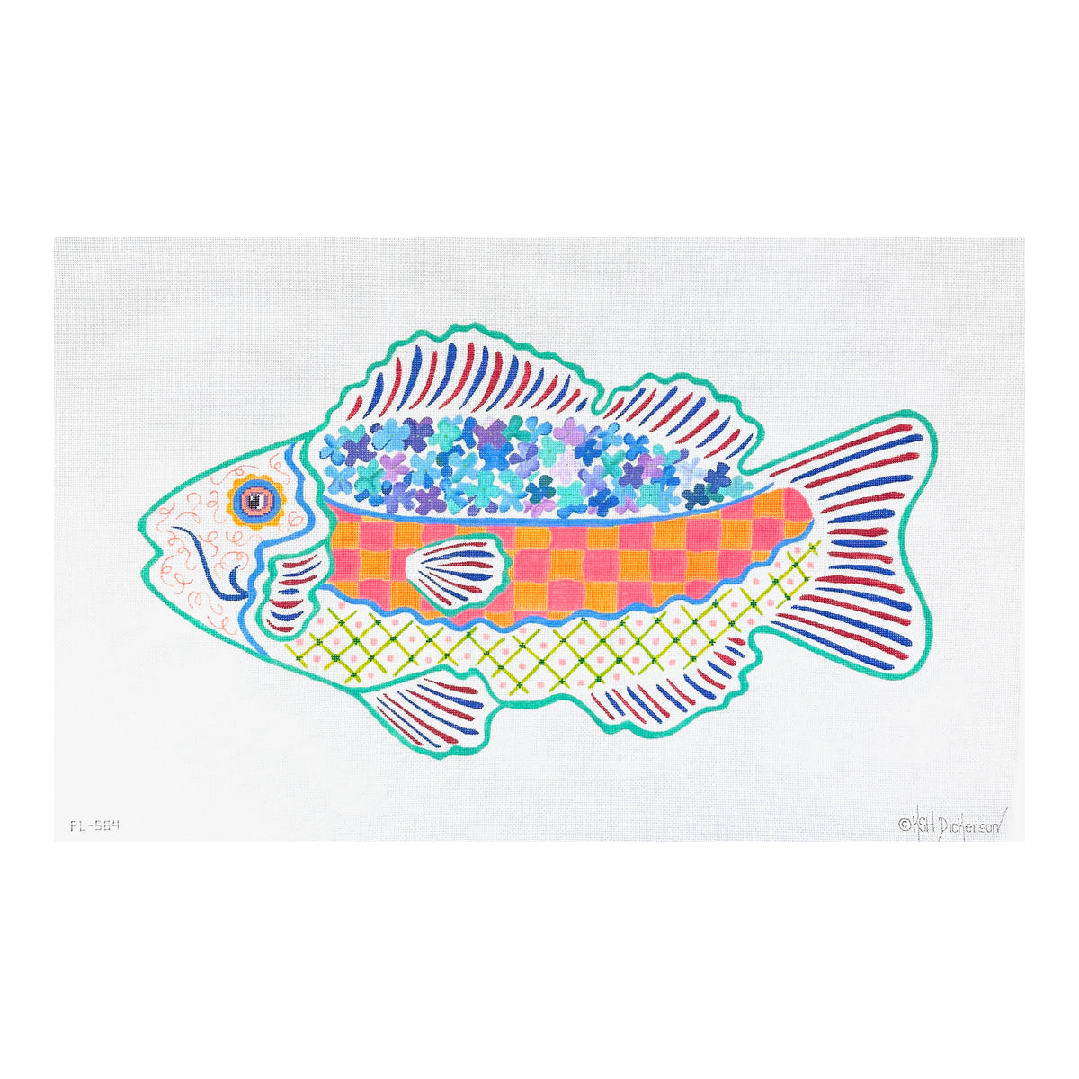 Kate Dickerson Needlepoint Collections Funky Fish #2 Needlepoint Canvas